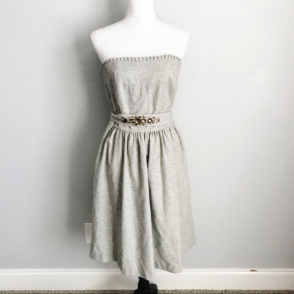 Banana Republic Gray Embellished Wool Blend Dress